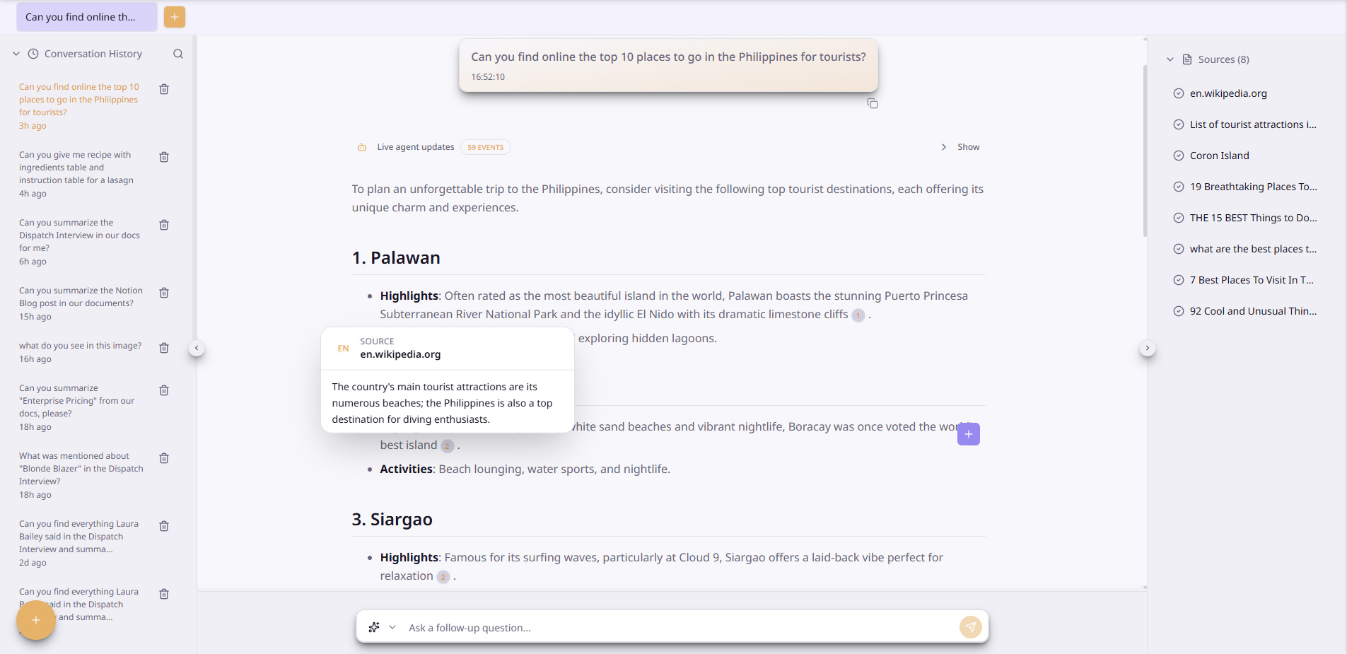 Ask anything. Get answers with sources.